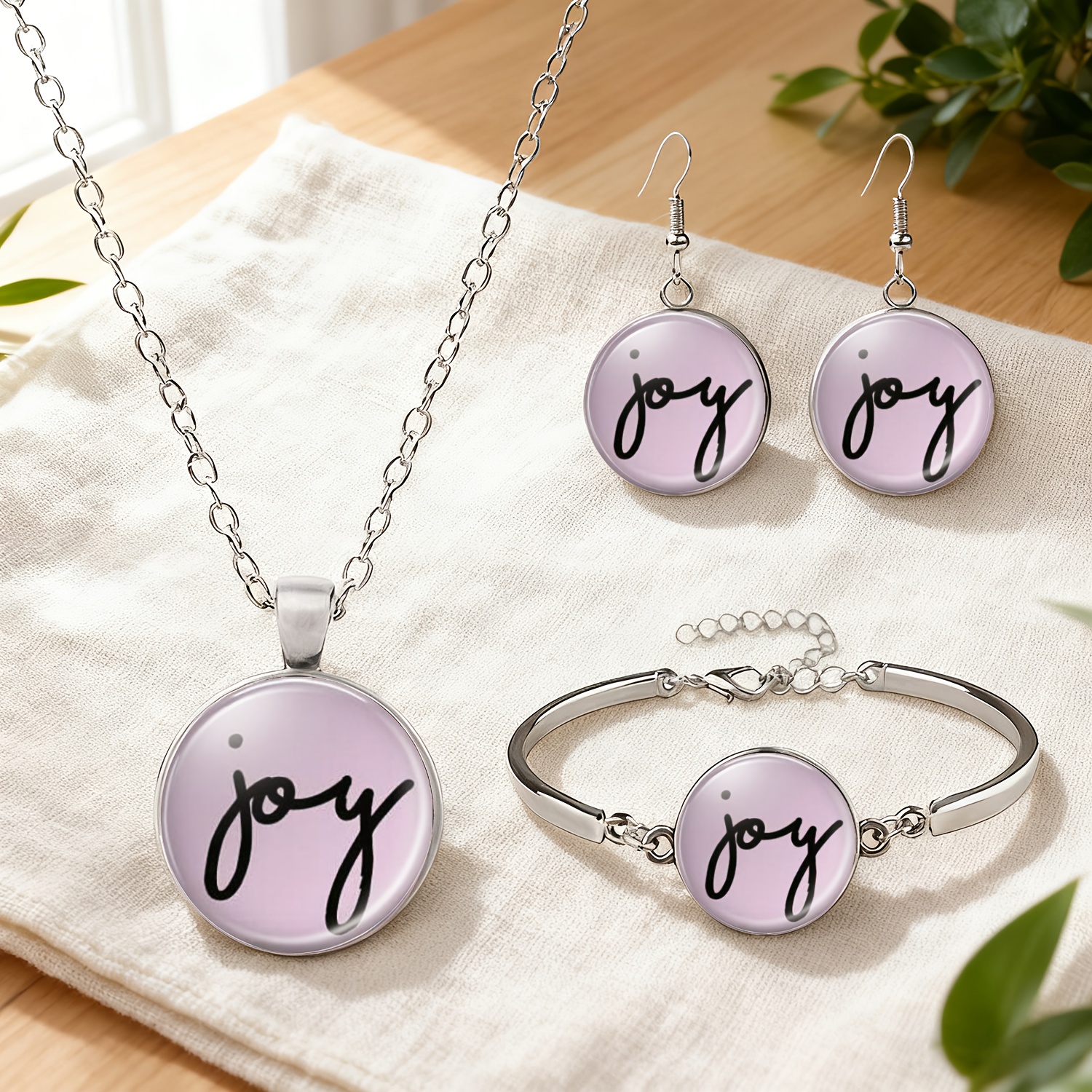4pcs Elegant White Jewelry Set with Necklace, Bracelet, and Earrings